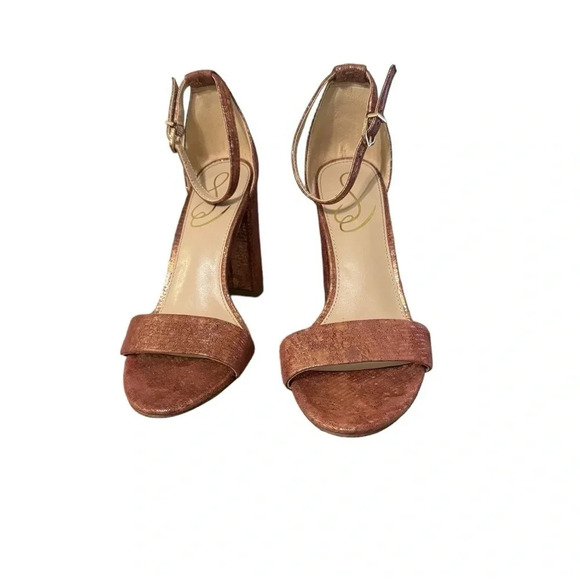 ✨ Sam Edelman‎ Yaro Block Heel Sandals Women’s 6.5 Brown Ankle Strap ✨ - Picture 1 of 7